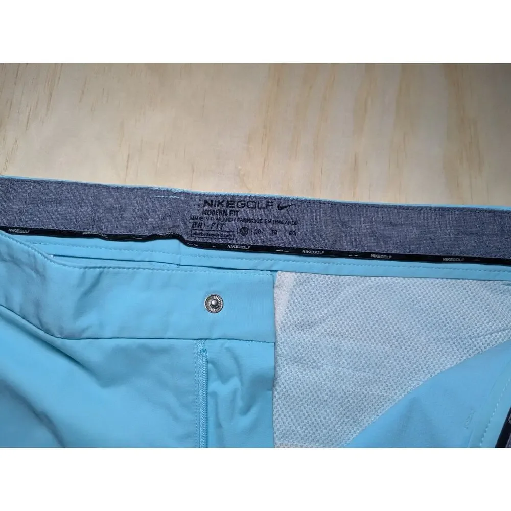 Nike Golf Men's 38 Shorts Dri-Fit Modern Fit Light Blue Flat Front Activewear